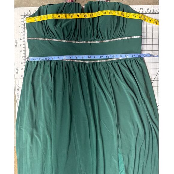 Oleg Cassini Emerald Green Rhinestone Halter Flowy A Line Evening Prom Dress 16W - Picture 8 of 9